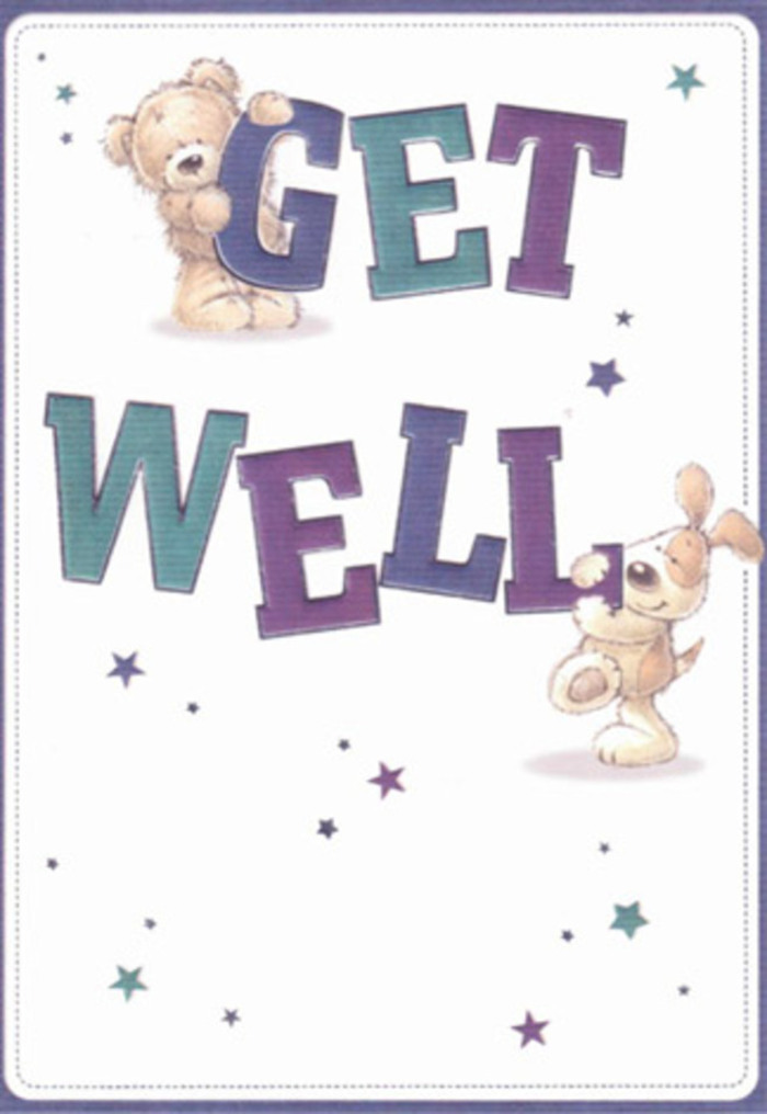 A delightful depiction of gentle encouragement, this get well card shines with the friendly characters of a sweet bear and an exuberant puppy, their shared joy almost tangible. Playful stars swirl around them-tiny bursts of blue and purple that feel like scattered petals, reminiscent of wildflower patches found along Shooter's Hill paths. The typography, large and confident in hues of aqua and indigo, anchors the scene in uplifting reassurance, its forms bold yet softened by rounded edges. Subtle texture artistry gives the bear's fur a plush, soothed look, while the puppy's drooping ears are rendered in a way that almost invites a comforting pat. The crisp, inviting background brings an airiness that speaks to the open spaces of local parks and the fresh breath that comes with convalescence. Imagining sending this card with a bouquet from the trusted hands at Florist Shooter's Hill, the combined gesture feels like a gentle hug-lifting spirits with both playful innocence and genuine emotion. This heartening image, much like the thoughtful bouquets crafted for our Shooter's Hill neighbours, radiates positivity and tender, rejuvenating care.