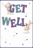 Brimming with cheerful optimism, this illustrated get well card instantly conveys hope and kindness. Two loveable companions-a fluffy bear and a spritely puppy-are the stars of the show, posed playfully as they prop up and balance on bright, oversized 'Get Well' letters. The text shines in deep indigo and teal, the tones reminiscent of early evening light over Shooter's Hill, their vibrancy standing out against a creamy white background that suggests clarity and renewal. Scattered starbursts twinkle in a spectrum of blue and purple, adding a whimsical, magical atmosphere to the scene. Every line and brushstroke accentuates the soft fur and floppy ears, evoking the same comforting touch as a plush bouquet presented by a caring friend. Crafted with the same intention as a carefully arranged get well delivery from Florist Shooter's Hill, the image carries warmth and emotional radiance-an ideal gesture to lift someone's spirits through both gentle humour and sincere affection, perfectly fitting for recovery days in the local community.